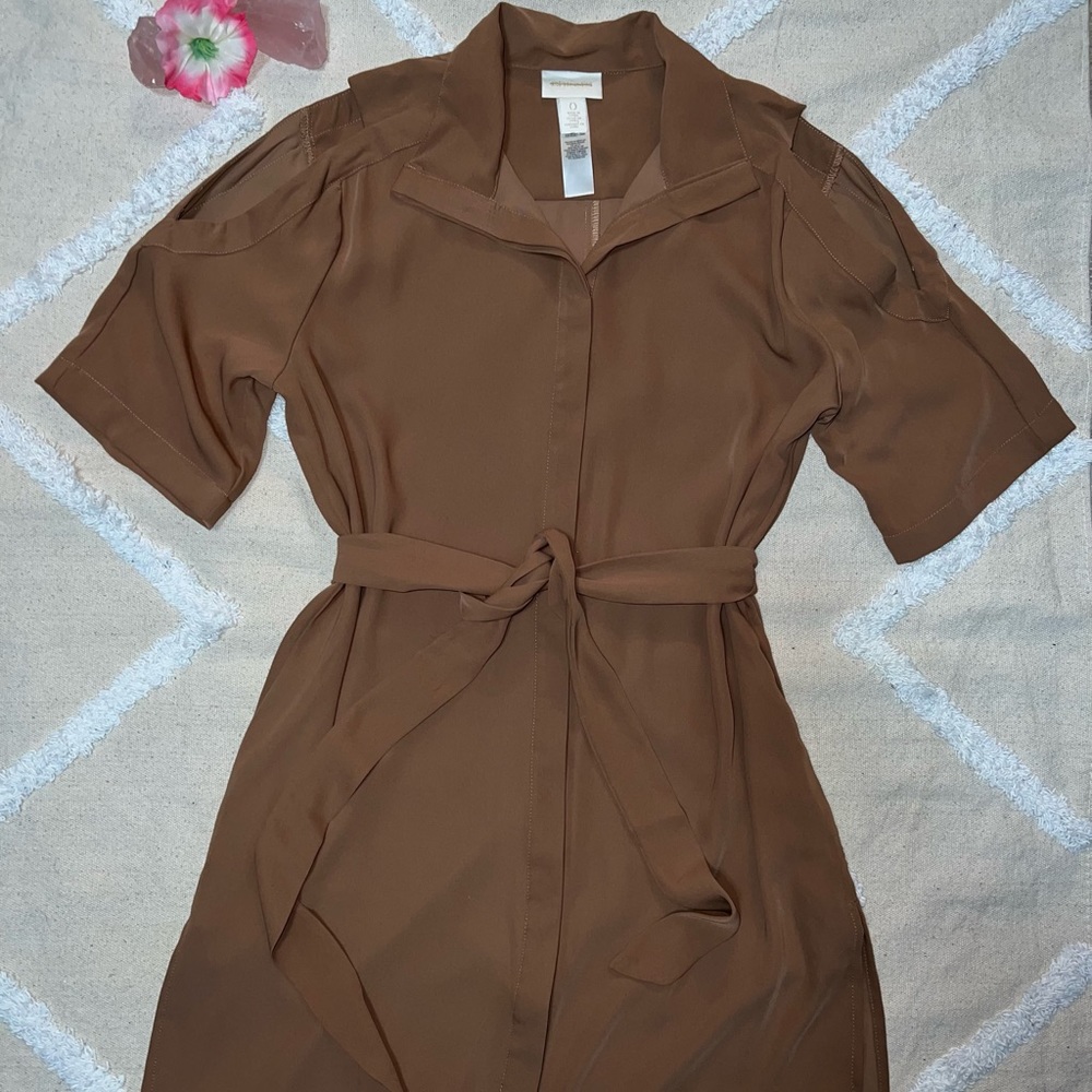 NWOT Chico's Cold Shoulder Tan Belted Mini Dress Size 0